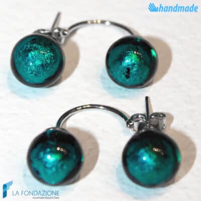 Lobe Double Pearl Earrings handmade Murano glass - La Fondazione snc - EARRINGSC0034