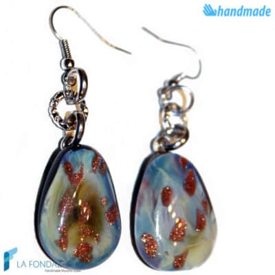 Chalcedony Stone dangle earrings handmade Murano glass - La Fondazione snc - EARRINGSC0036