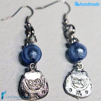 Dangle Pearl Earrings with Handbag handmade Murano glass - La Fondazione snc - EARRINGSC0039