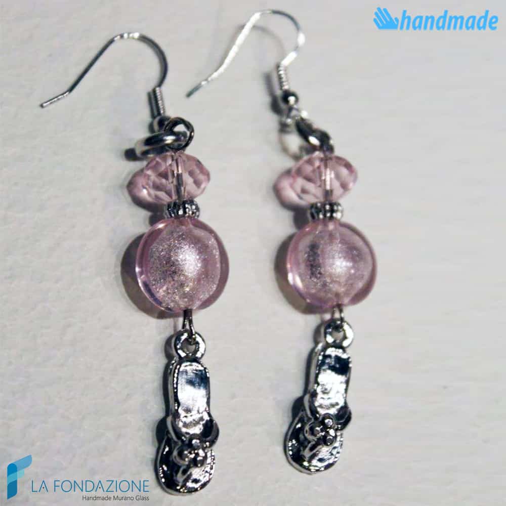 Orecchini Perla Sandalo pendenti in vetro di Murano - La Fondazione snc - EARRINGSC0041