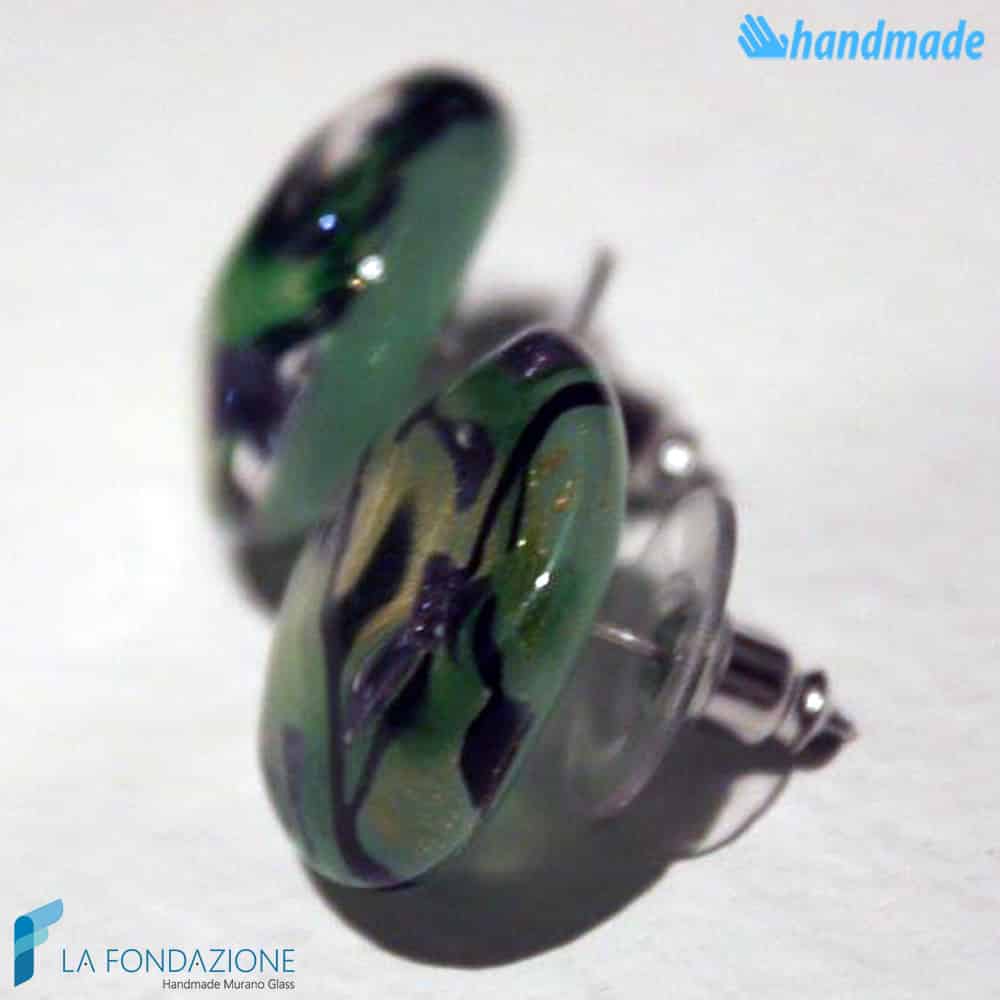 Orecchini Lobo Pavone in vetro di Murano - La Fondazione snc - EARRINGSC0052