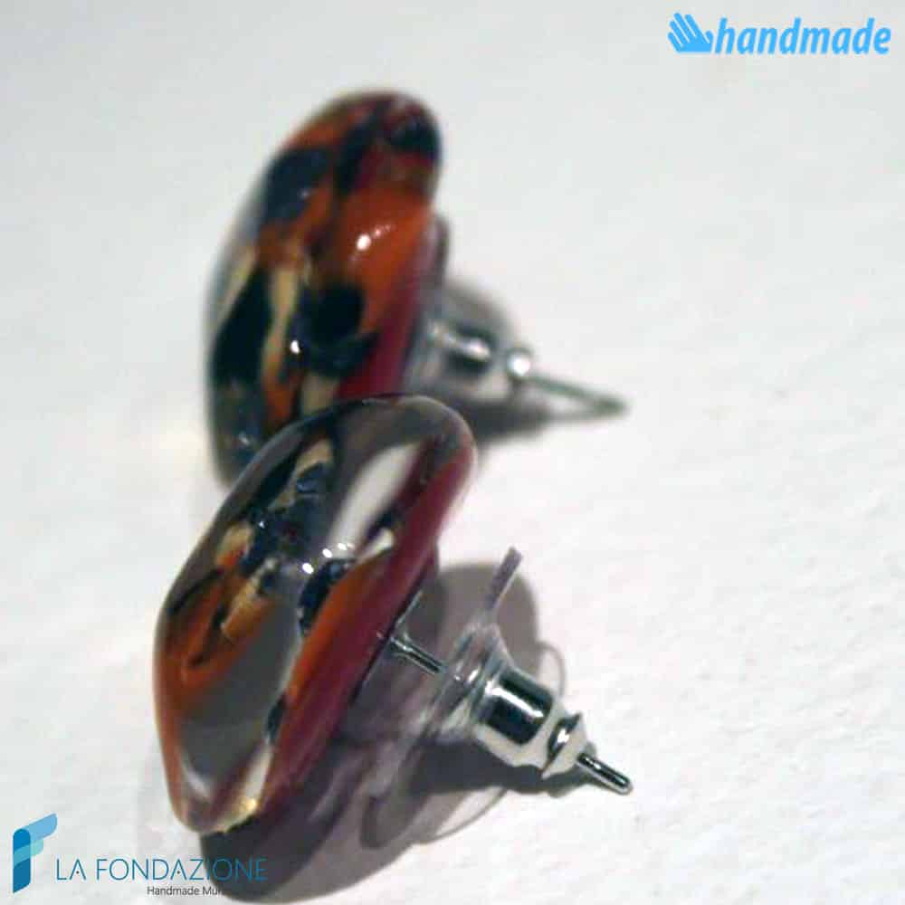 Orecchini Lobo Pavone in vetro di Murano - La Fondazione snc - EARRINGSC0052
