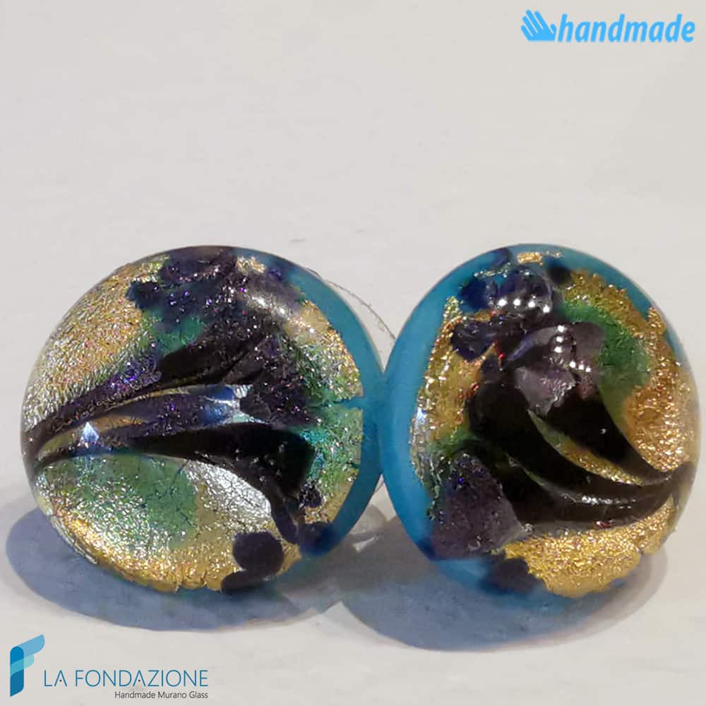 Orecchini Lobo Pavone in vetro di Murano - La Fondazione snc - EARRINGSC0052
