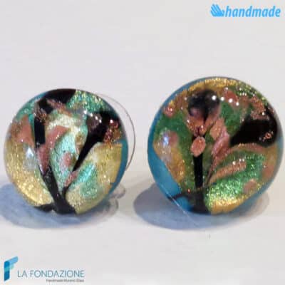 Peacock Lobe Earrings handmade Murano glass - La Fondazione snc - EARRINGSC0052