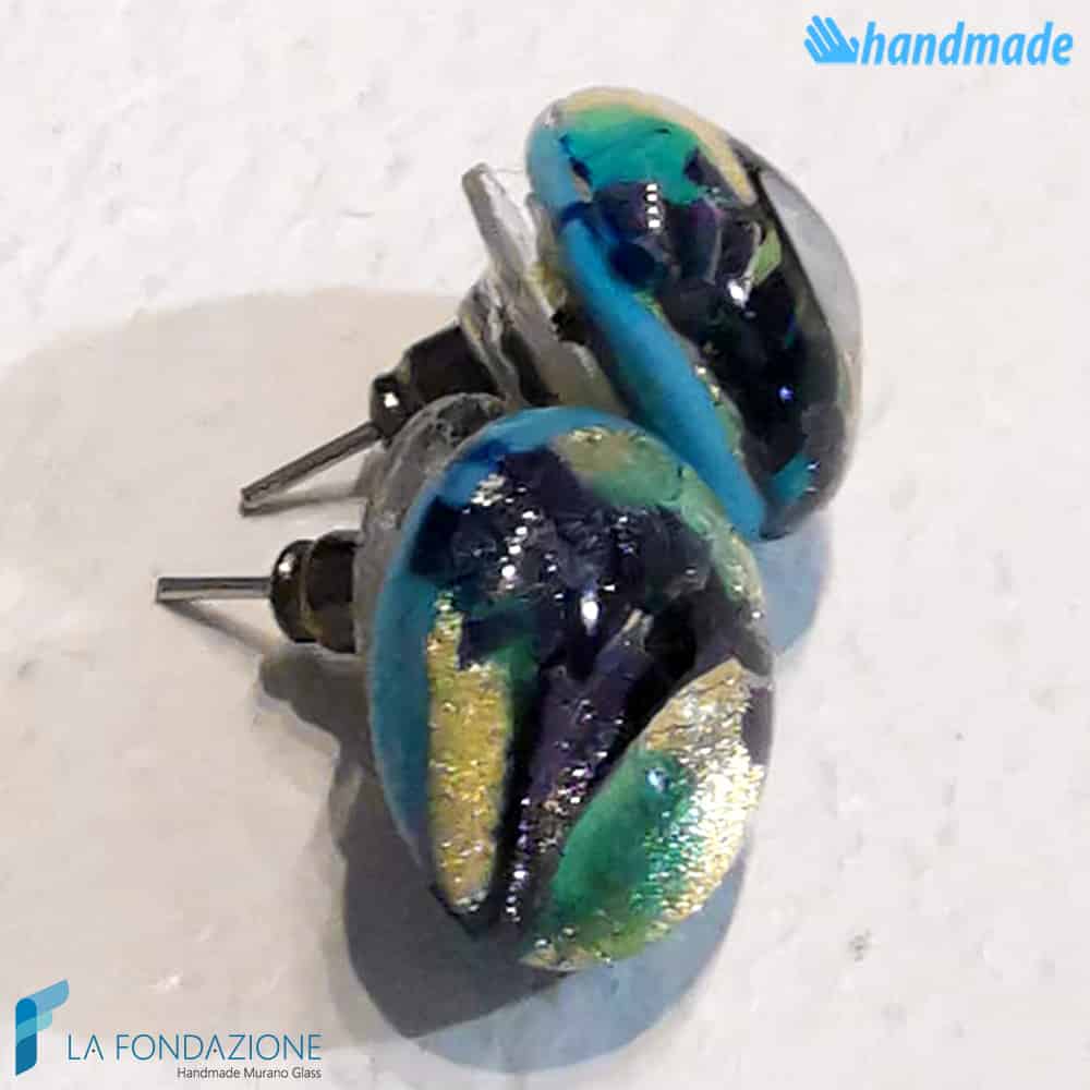 Orecchini Lobo Pavone in vetro di Murano - La Fondazione snc - EARRINGSC0052
