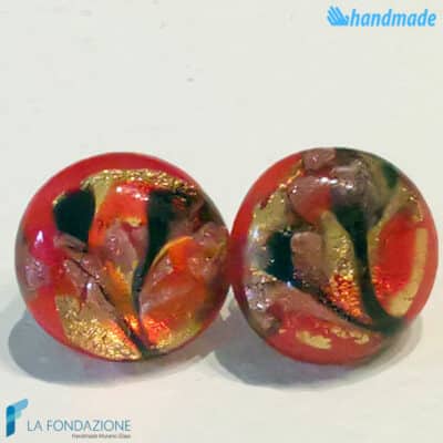 Peacock Lobe Earrings handmade Murano glass - La Fondazione snc - EARRINGSC0052