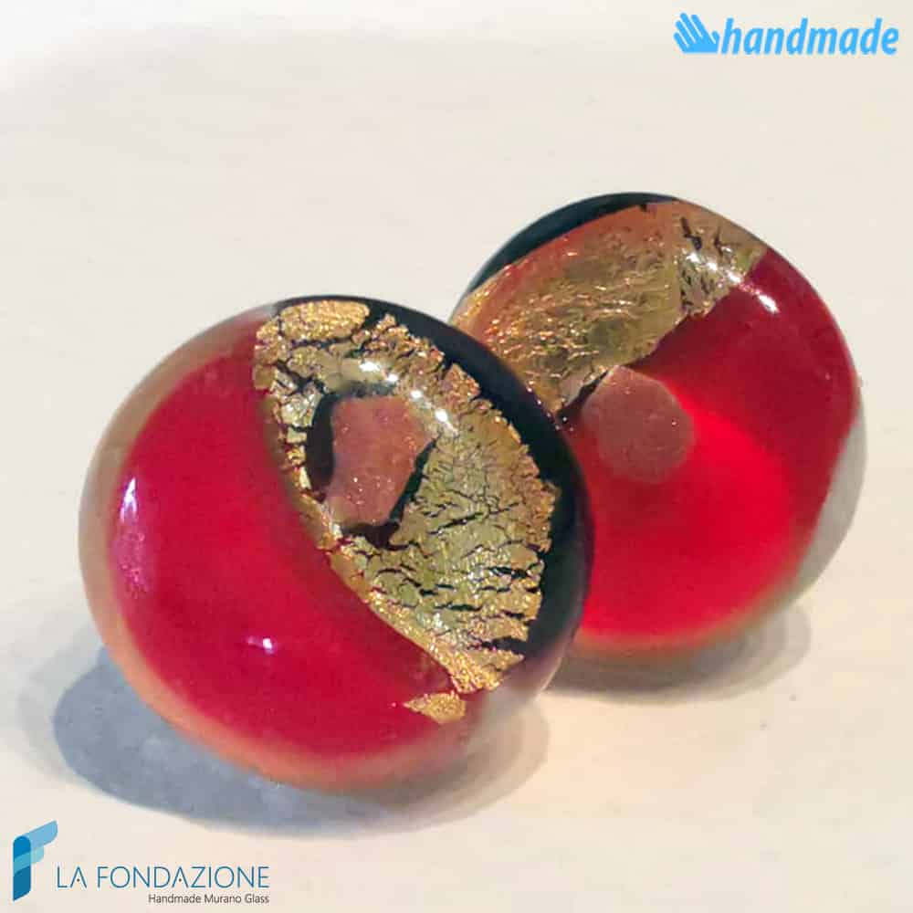 Orecchini Lobo Oro Rotto in vetro di Murano - La Fondazione snc - EARRINGSC0053