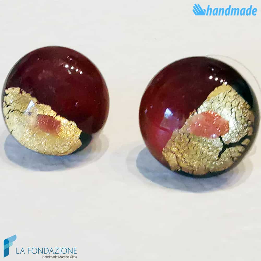 Orecchini Lobo Oro Rotto in vetro di Murano - La Fondazione snc - EARRINGSC0053