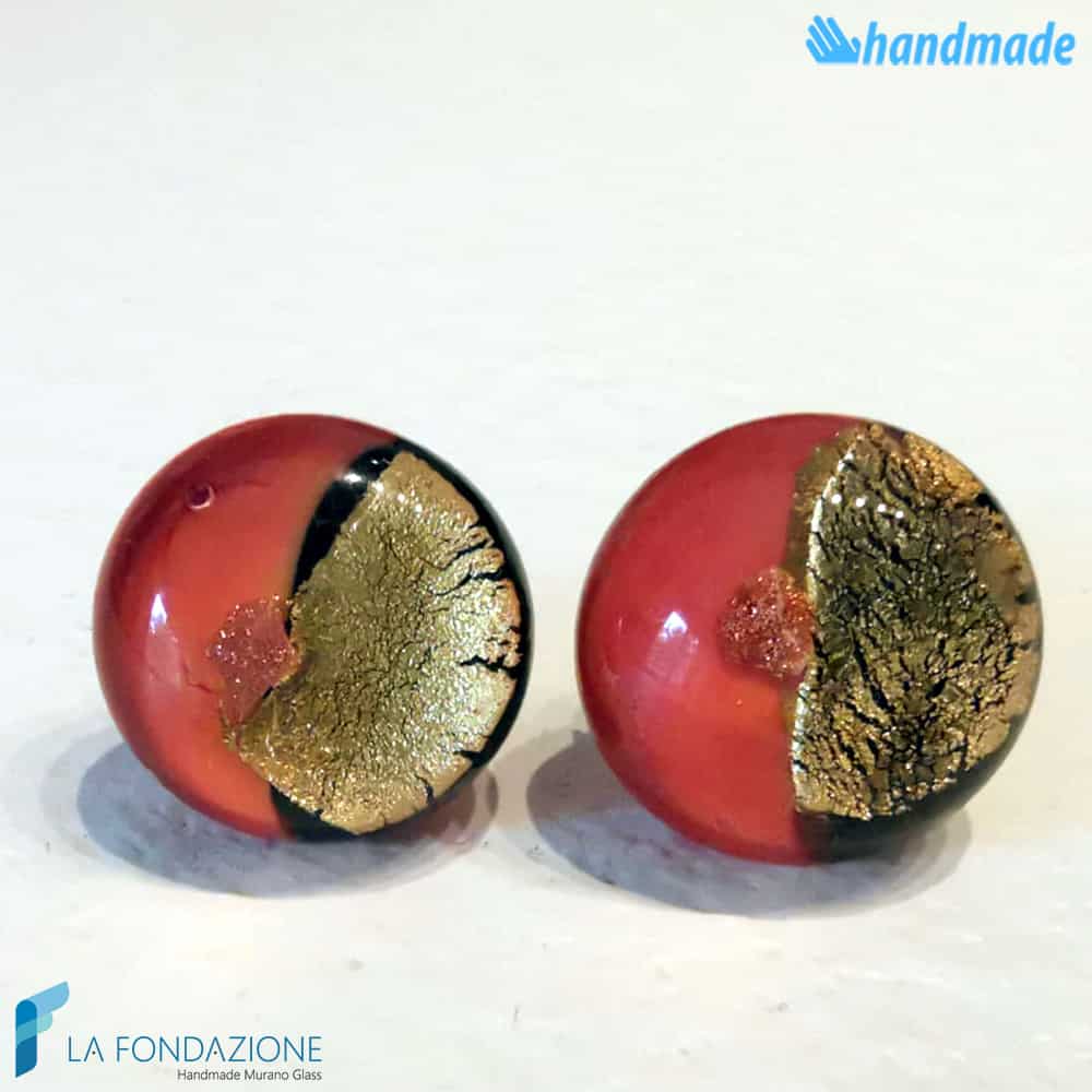Orecchini Lobo Oro Rotto in vetro di Murano - La Fondazione snc - EARRINGSC0053