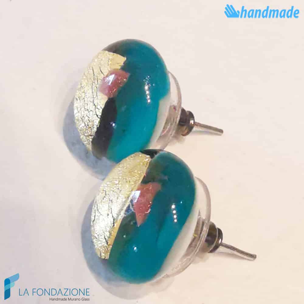 Orecchini Lobo Oro Rotto in vetro di Murano - La Fondazione snc - EARRINGSC0053