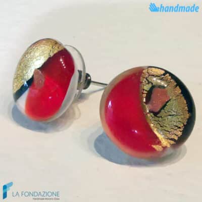 Broken Gold Lobe Earrings handmade Murano glass - La Fondazione snc - EARRINGSC0053