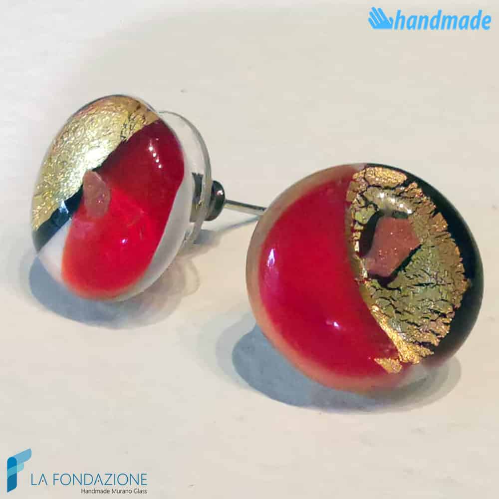 Orecchini Lobo Oro Rotto in vetro di Murano - La Fondazione snc - EARRINGSC0053