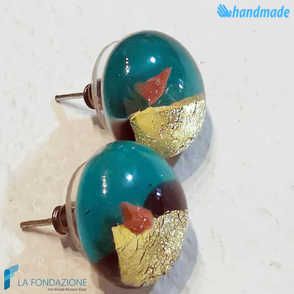 Orecchini Lobo Oro Rotto in vetro di Murano - La Fondazione snc - EARRINGSC0053