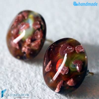 Chalcedony Circle Lobe Earrings handmade Murano glass - La Fondazione snc - EARRINGSC0056