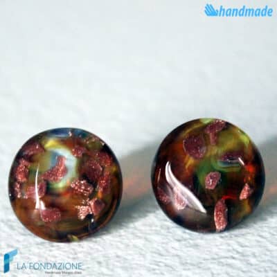 Chalcedony Circle Lobe Earrings handmade Murano glass - La Fondazione snc - EARRINGSC0056