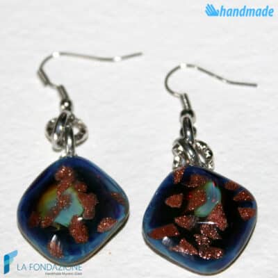 Orecchini Calcedonio Rombo in vetro di Murano - La Fondazione snc - EARRINGSC0058