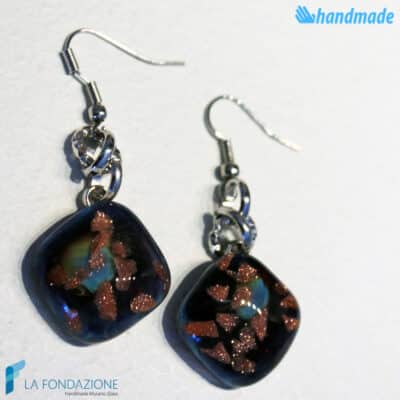 Chalcedony Rhombus Earrings handmade Murano glass - La Fondazione snc - EARRINGSC0058