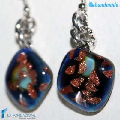 Chalcedony Rhombus Earrings handmade Murano glass - La Fondazione snc - EARRINGSC0058