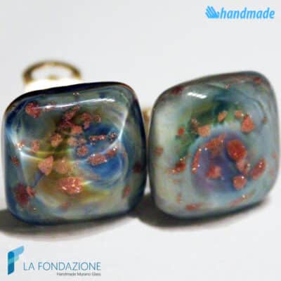 Chalcedony gem earrings handmade Murano glass - La Fondazione snc - EARRINGSC0059