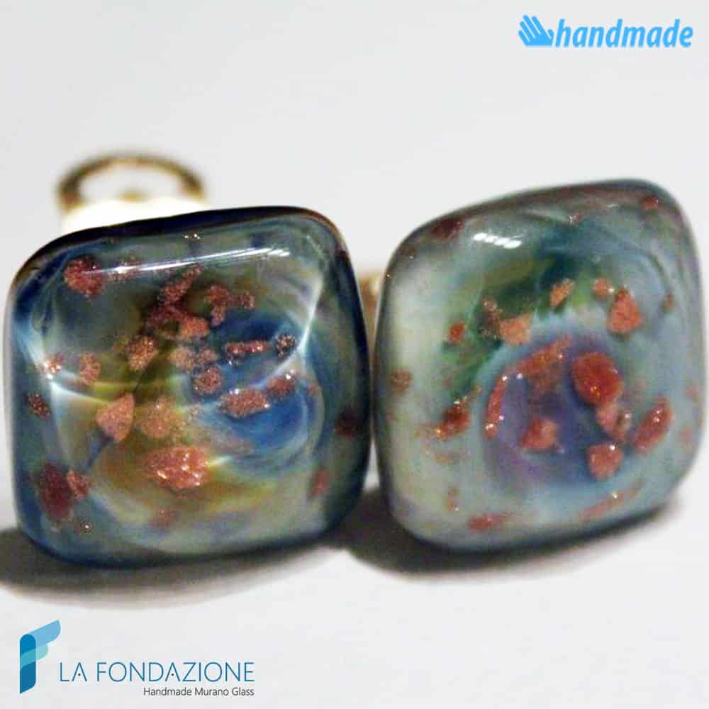 Chalcedony gem earrings handmade Murano glass - La Fondazione snc - EARRINGSC0059