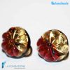 Gold flower gem earrings handmade Murano glass - La Fondazione snc - EARRINGSC0060