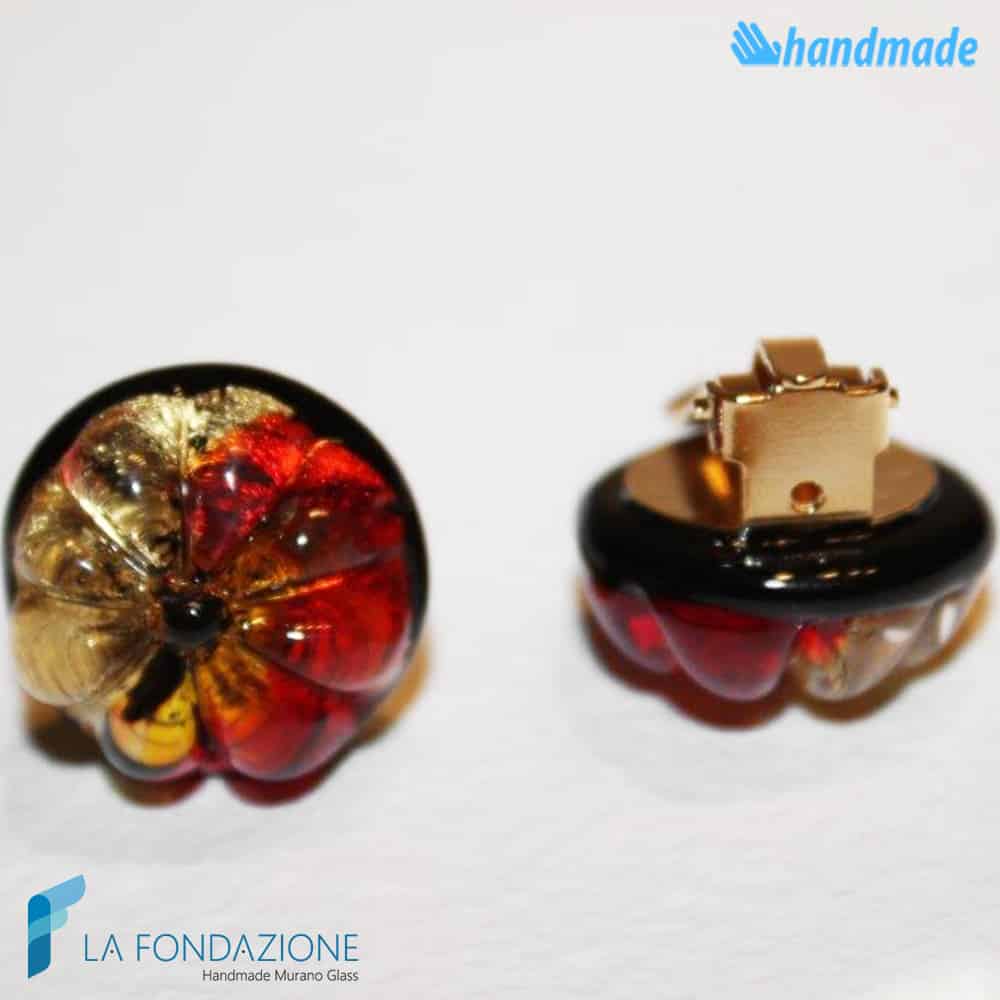 Orecchini Gemma Fiore Oro in vetro di Murano - La Fondazione snc - EARRINGSC0060