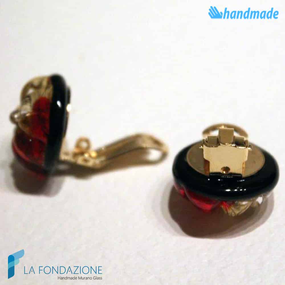Gold flower gem earrings handmade Murano glass - La Fondazione snc - EARRINGSC0060