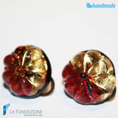 Gold flower gem earrings handmade Murano glass - La Fondazione snc - EARRINGSC0060