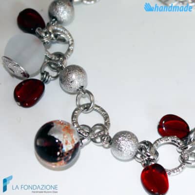 Cherry Charm Bracelet handmade in Murano glass - La Fondazione snc - BRAC0022
