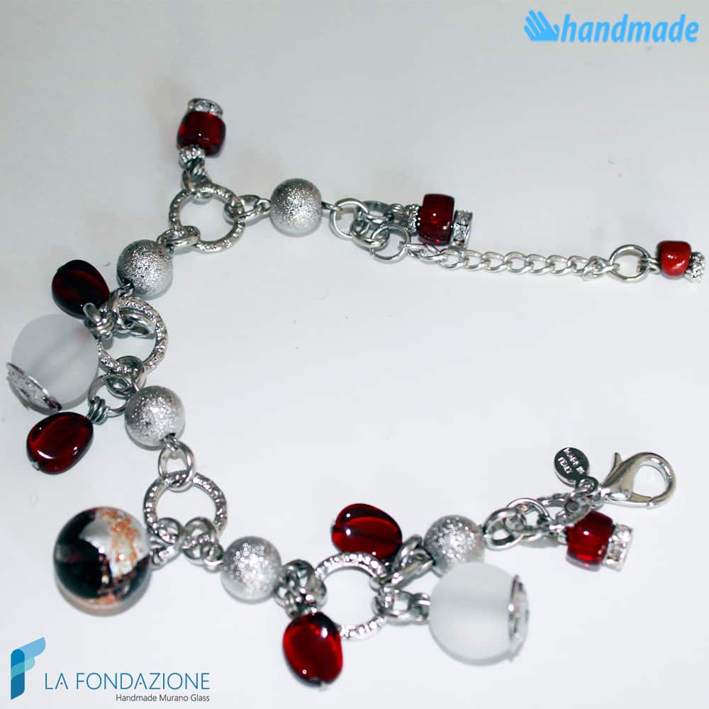 Bracciale Cherry Charm in vetro di Murano - La Fondazione snc - BRAC0022