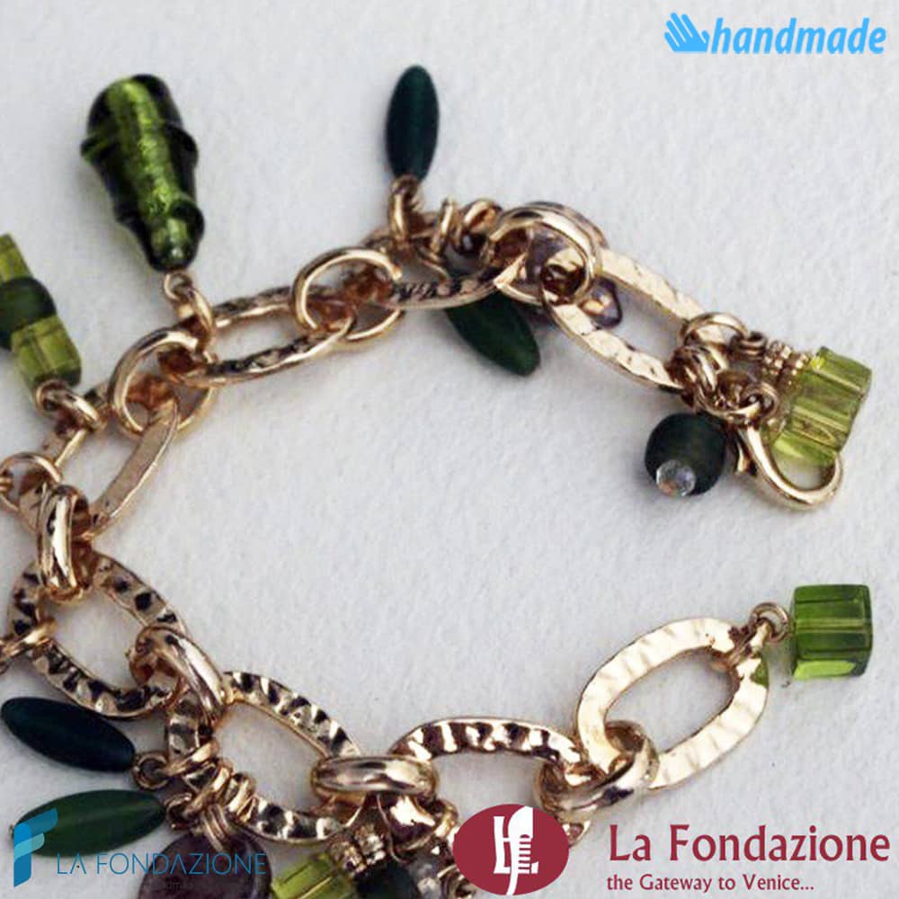 Lime Charm Bracelet handmade in Murano glass - La Fondazione snc - BRAC0024