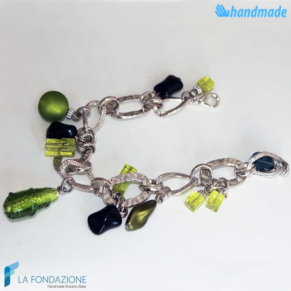 Bracciale Lime Charm in vetro di Murano - La Fondazione snc - BRAC0024