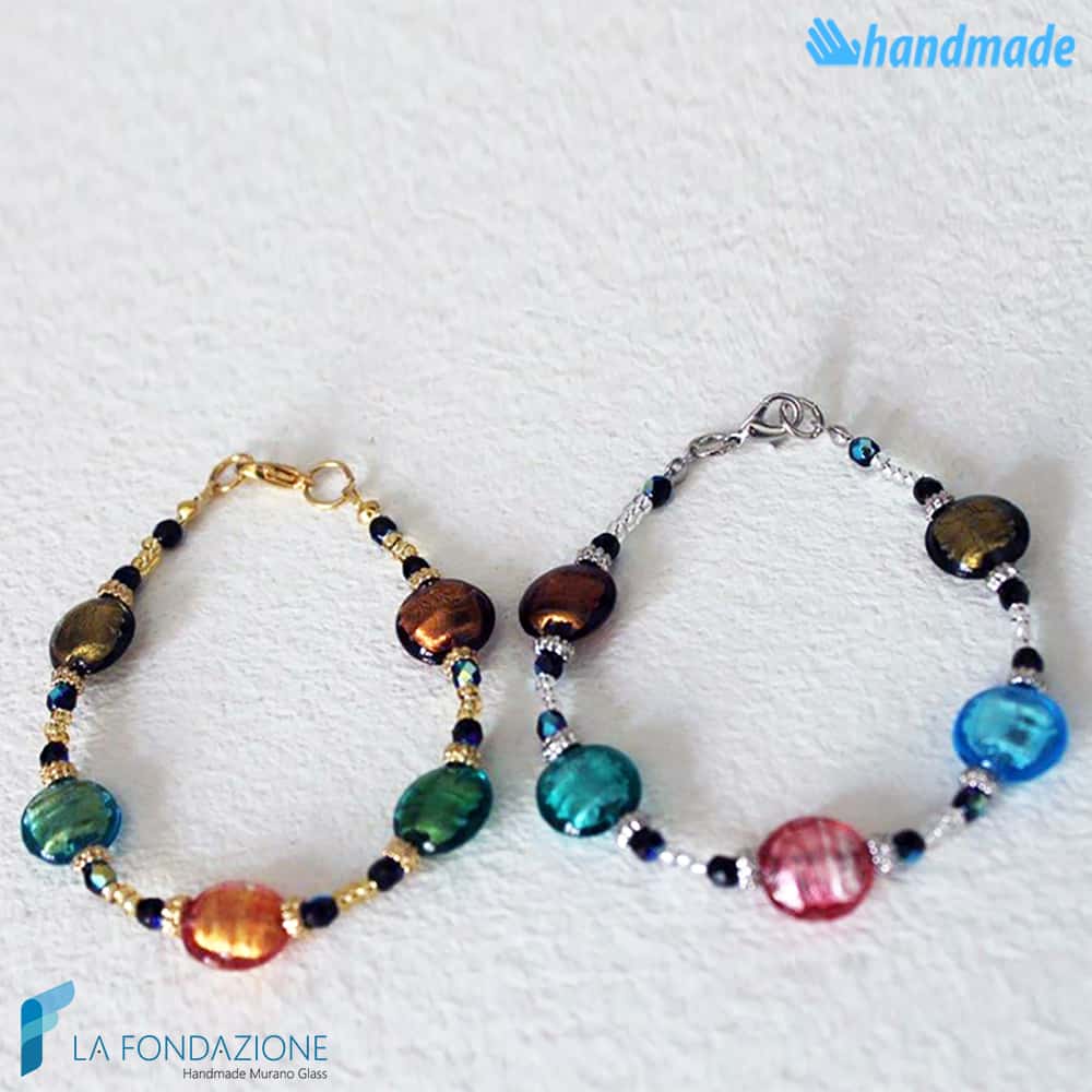 Multi-colored Schissa bracelet handmade in Murano glass - La Fondazione snc - BRAC0025
