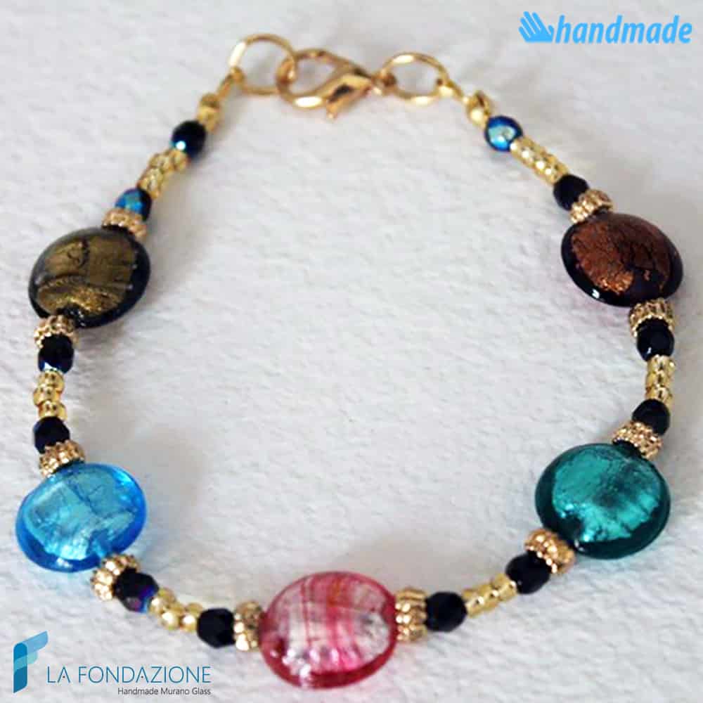 Multi-colored Schissa bracelet handmade in Murano glass - La Fondazione snc - BRAC0025