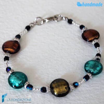 Multi-colored Schissa bracelet handmade in Murano glass - La Fondazione snc - BRAC0026
