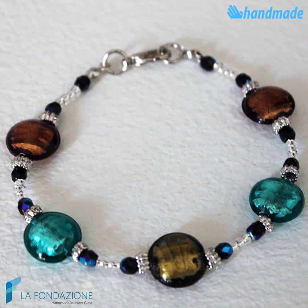 Multi-colored Schissa bracelet handmade in Murano glass - La Fondazione snc - BRAC0026