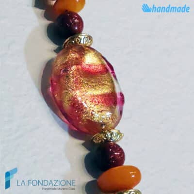 Bracciale Fenicio Sole con avventurina in vetro di Murano - La Fondazione snc - BRAC0049