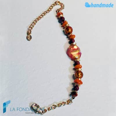 Bracciale Fenicio Sole con avventurina in vetro di Murano - La Fondazione snc - BRAC0049