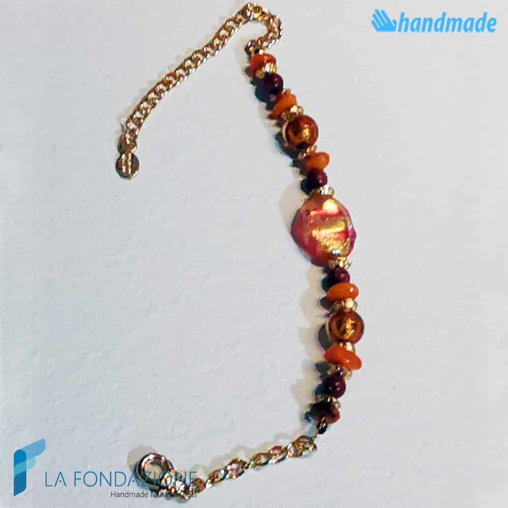 Bracciale Fenicio Sole con avventurina in vetro di Murano - La Fondazione snc - BRAC0049