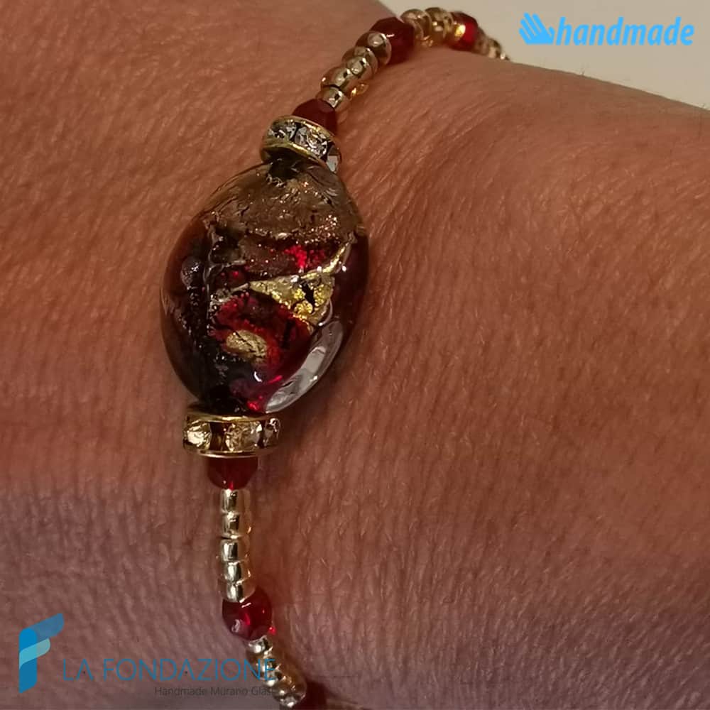 Bracciale Rialto con avventurina in vetro di Murano - La Fondazione snc - BRAC0050