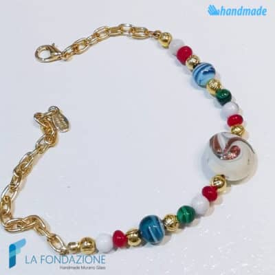 Bracciale Fenicio Bianco con avventurina - La Fondazione snc - BRAC0069