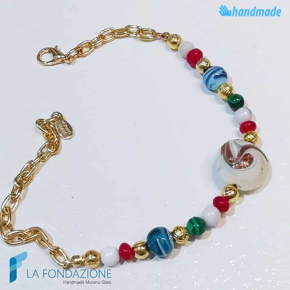 Phoenician White bracelet with aventurine - La Fondazione snc - BRAC0069