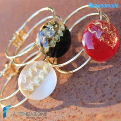 Burano bracelet with gold handmade in Murano glass - La Fondazione snc - BRAC0078