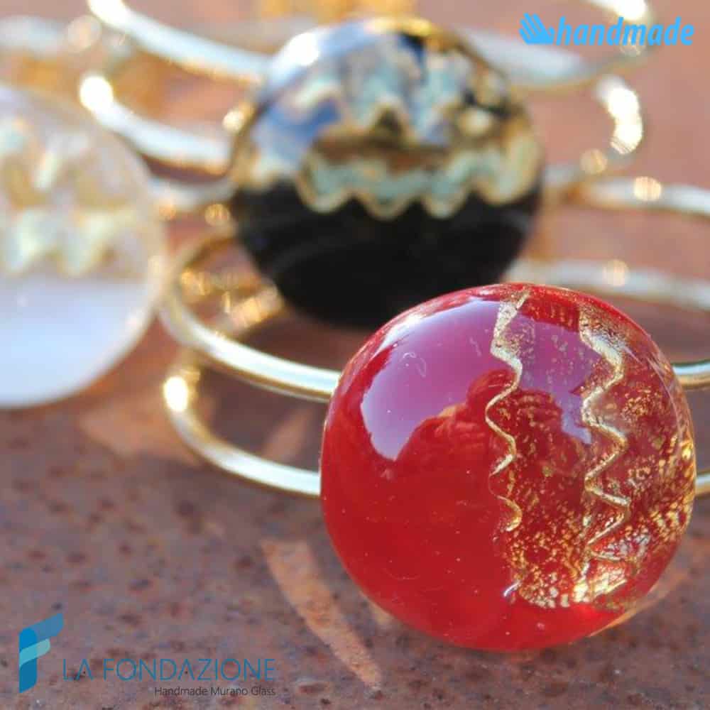 Burano bracelet with gold handmade in Murano glass - La Fondazione snc - BRAC0078