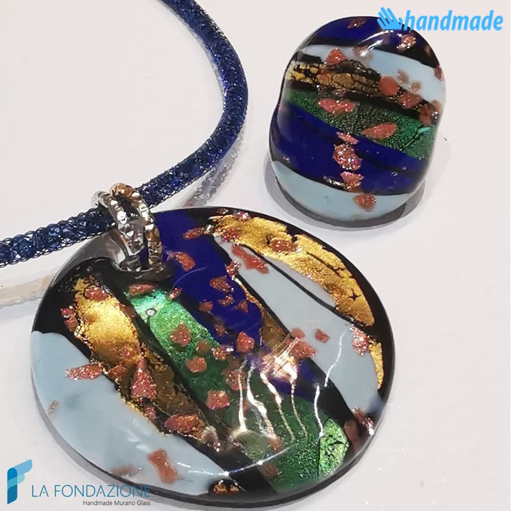 Parure Laguna Blu con collana e anello - La Fondazione snc - PARU0055