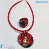 Parure Laguna Rossa con collana e anello in vetro di Murano - La Fondazione snc - PARU0056