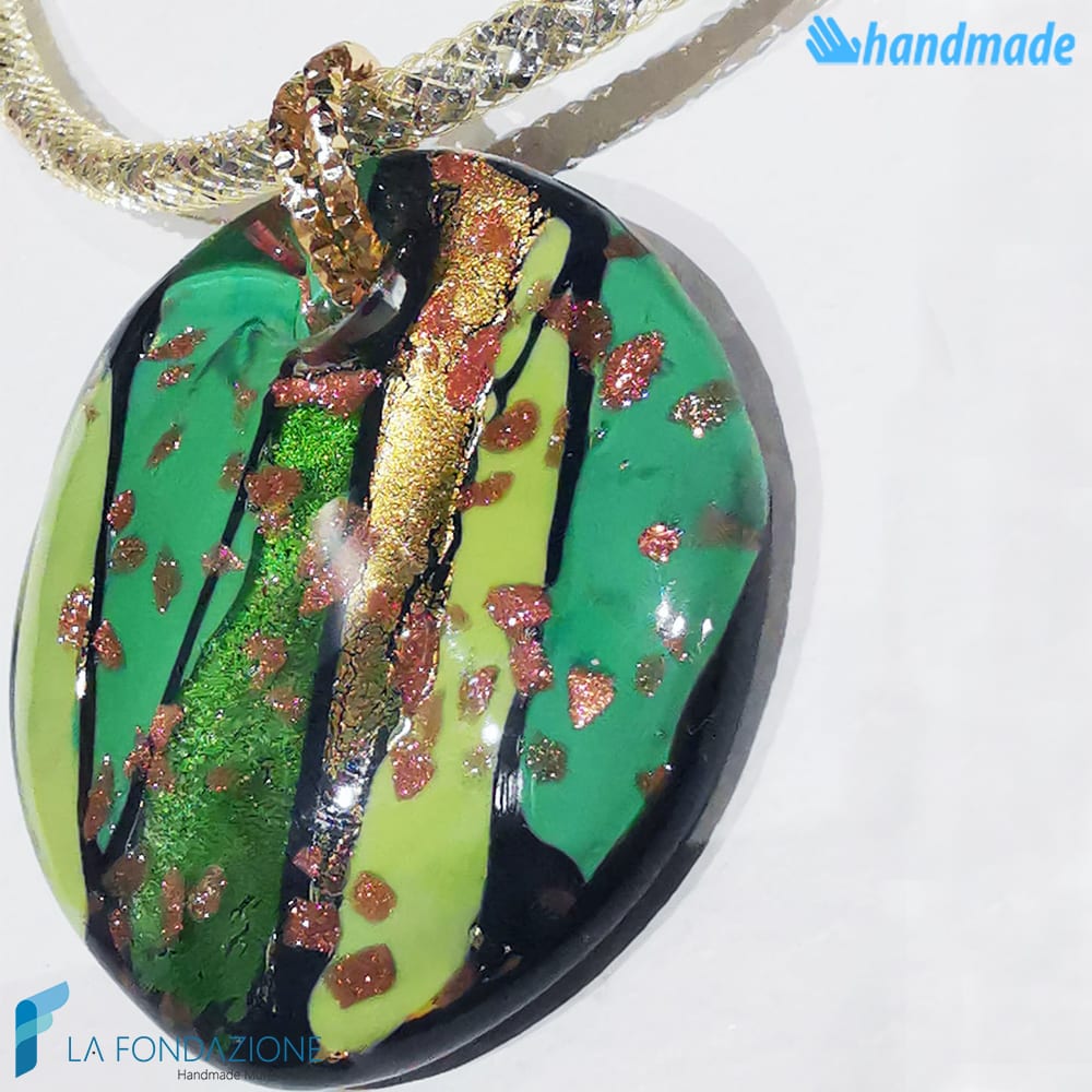 Parure Laguna Smeraldo con collana e anello in vetro di Murano - La Fondazione snc - PARU0057