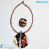 Parure Laguna Ambra con collana e anello in vetro di Murano - La Fondazione snc - PARU0058