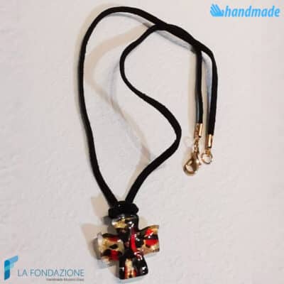 Gold Maltese Cross Pendant handmade Murano glass - La Fondazione snc - PEND0019