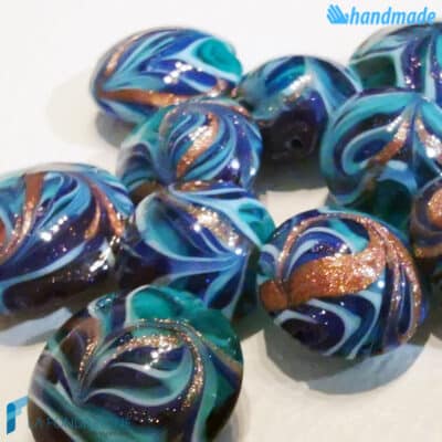 Phoenician Ocean beads with aventurine handmade in Murano glass - La Fondazione snc - PERLA032